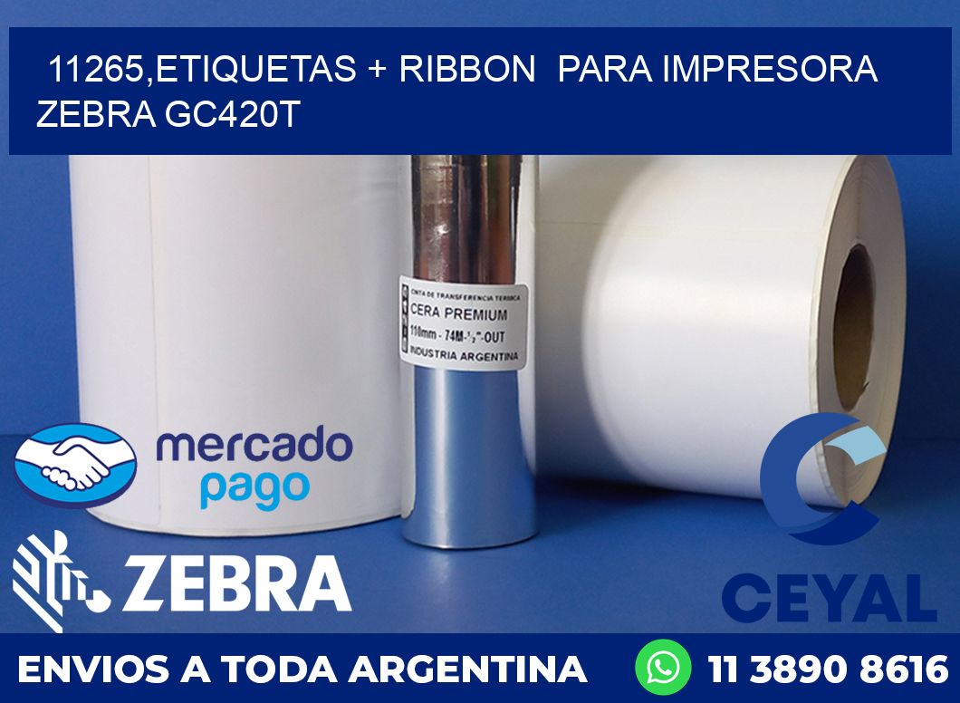 11265,etiquetas + ribbon  para impresora zebra GC420T