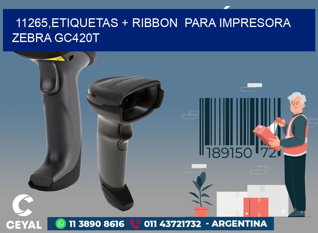 11265,etiquetas + ribbon  para impresora zebra GC420T