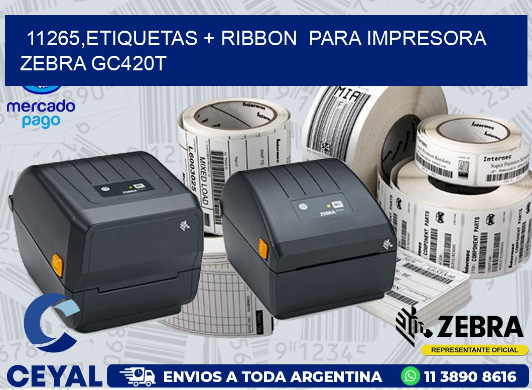 11265,etiquetas + ribbon  para impresora zebra GC420T