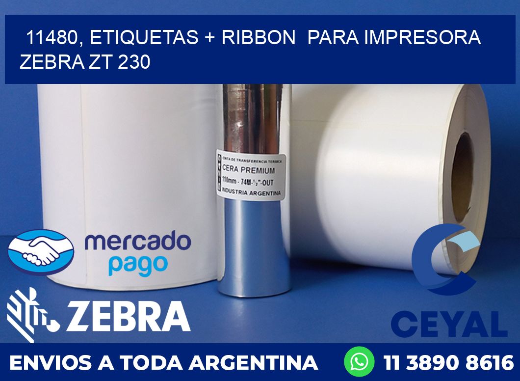 11480, etiquetas + ribbon  para impresora zebra ZT 230