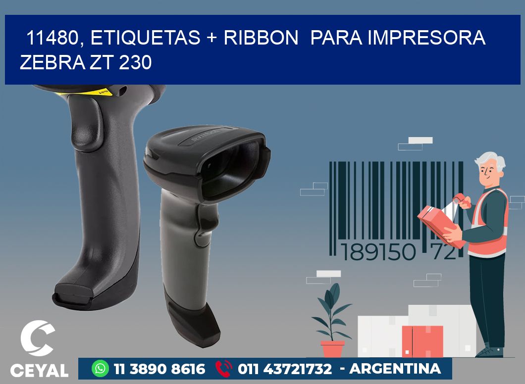 11480, etiquetas + ribbon  para impresora zebra ZT 230