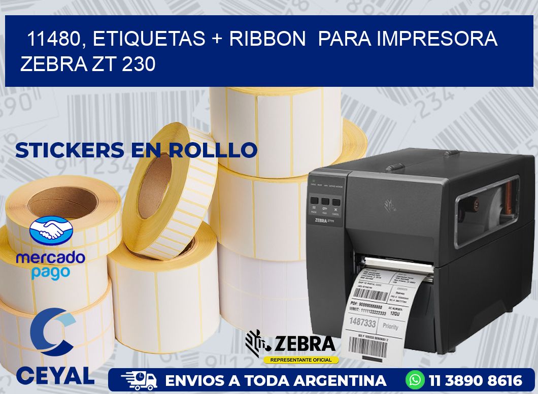 11480, etiquetas + ribbon  para impresora zebra ZT 230