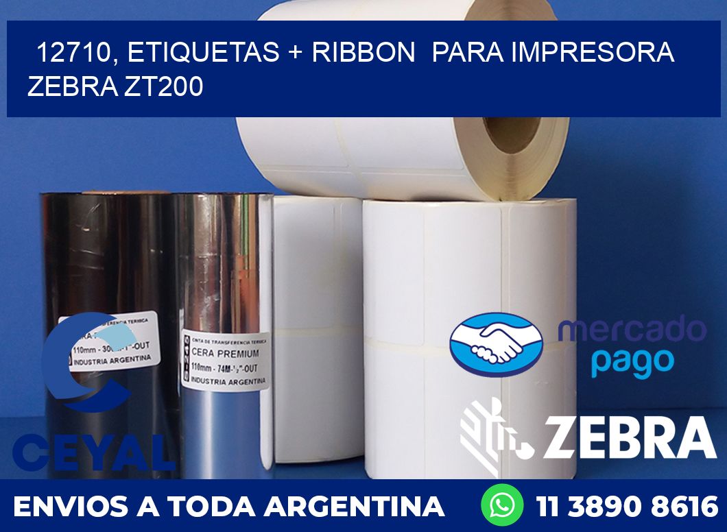 12710, etiquetas + ribbon  para impresora zebra ZT200