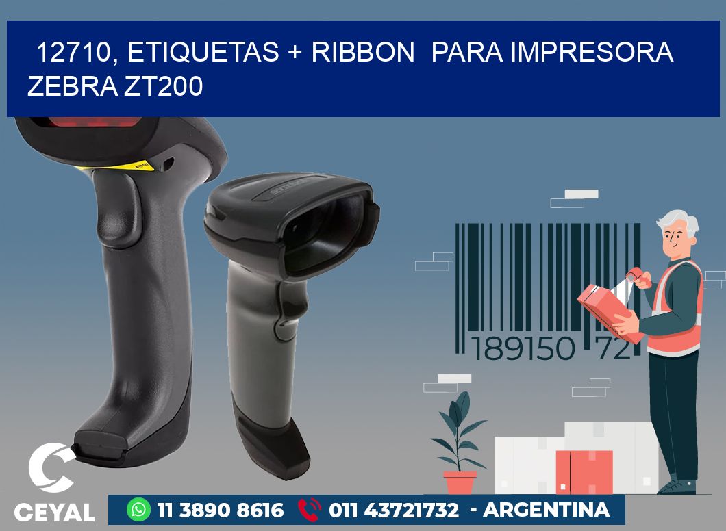 12710, etiquetas + ribbon  para impresora zebra ZT200