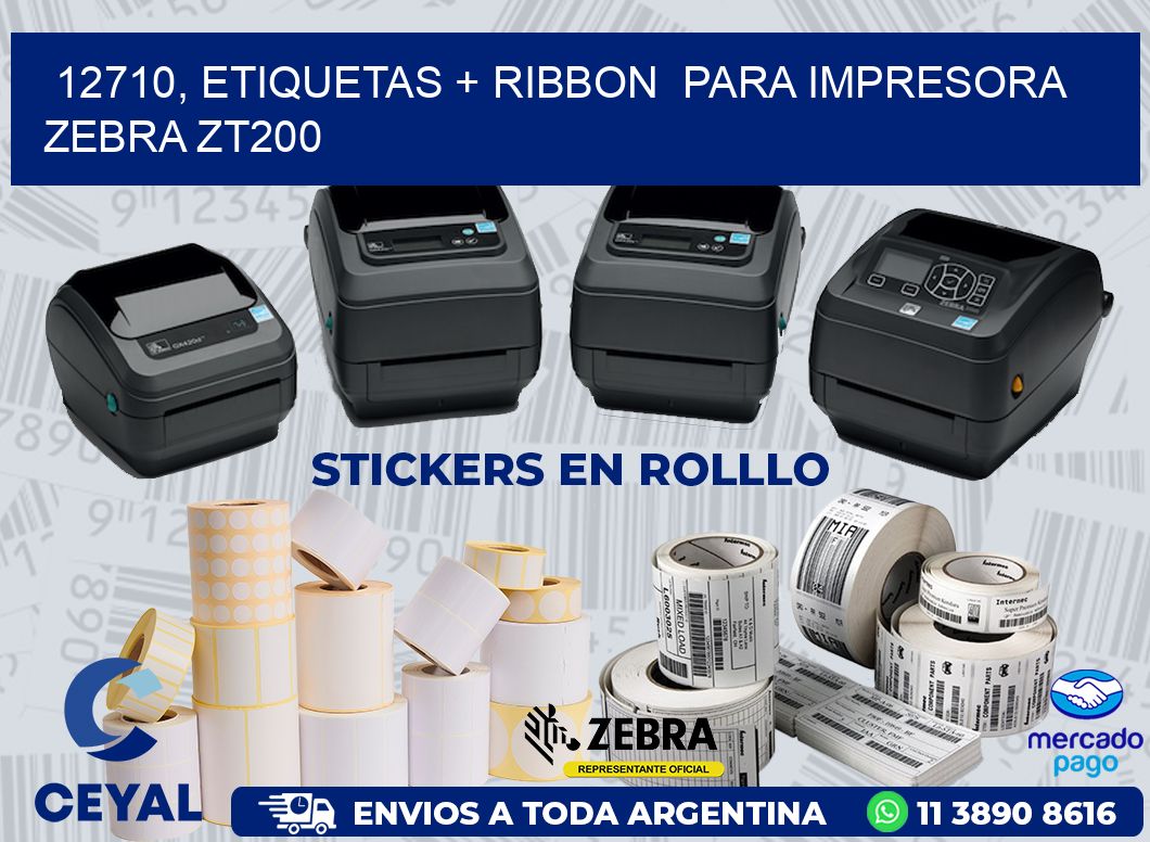 12710, etiquetas + ribbon  para impresora zebra ZT200