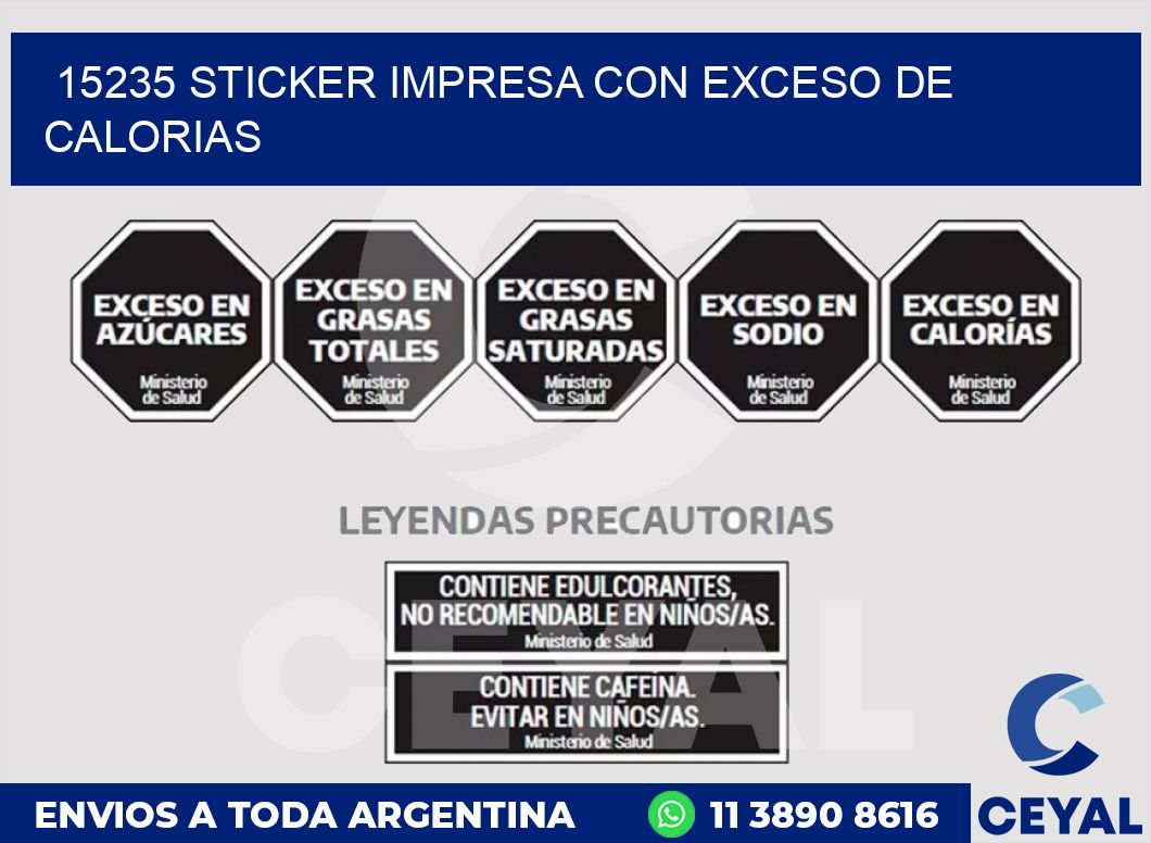 15235 STICKER IMPRESA CON EXCESO DE CALORIAS