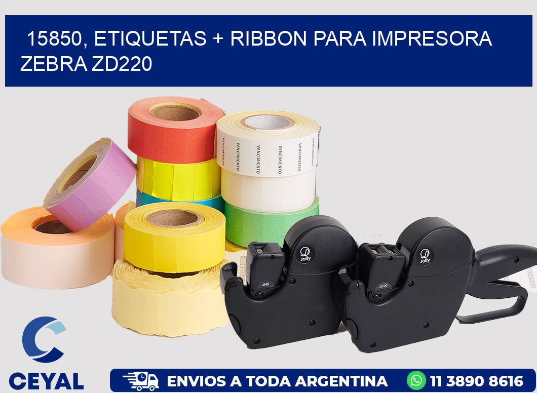 15850, etiquetas + ribbon para impresora zebra zd220