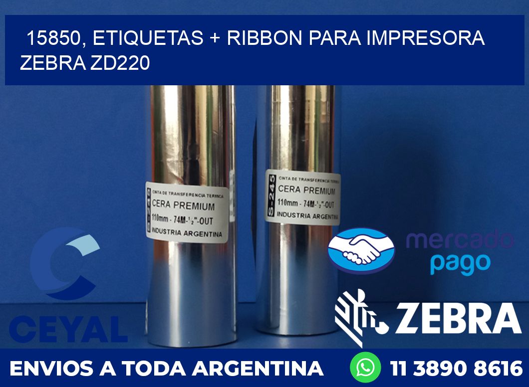 15850, etiquetas + ribbon para impresora zebra zd220