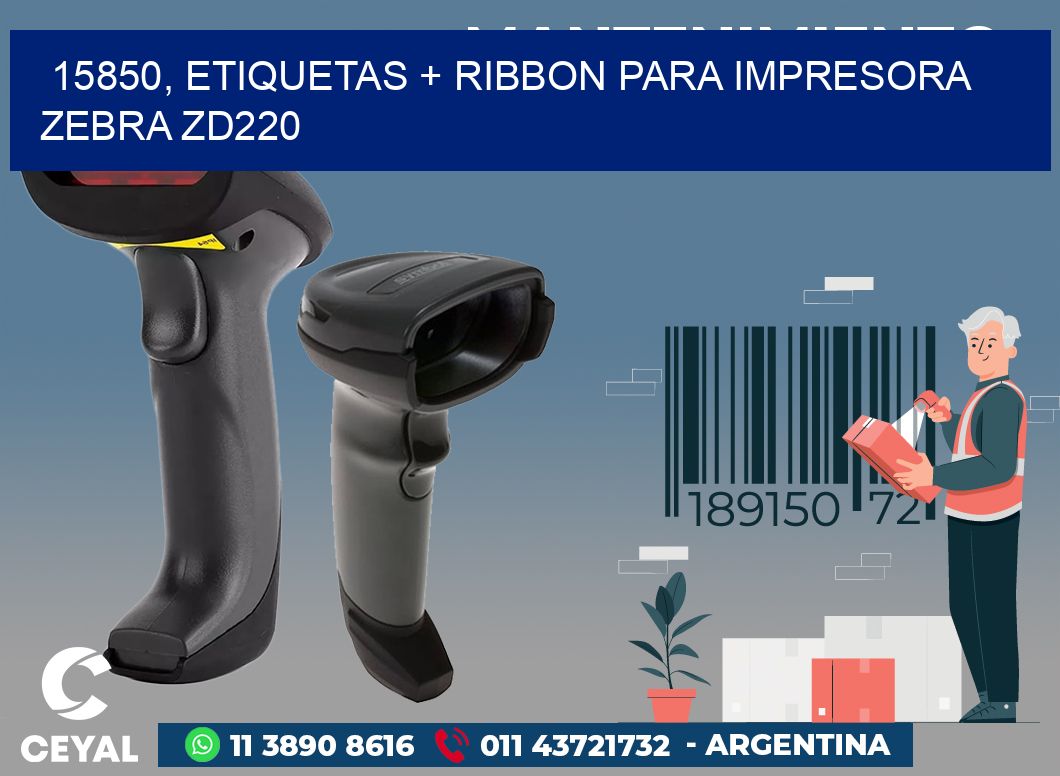 15850, etiquetas + ribbon para impresora zebra zd220