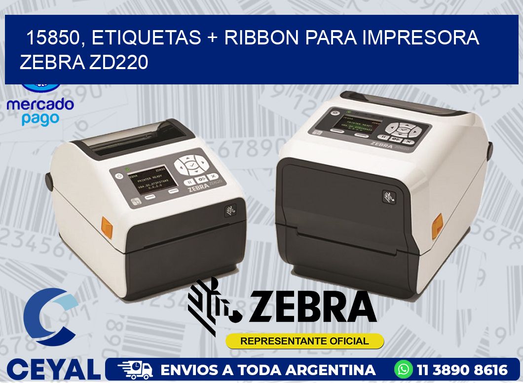 15850, etiquetas + ribbon para impresora zebra zd220