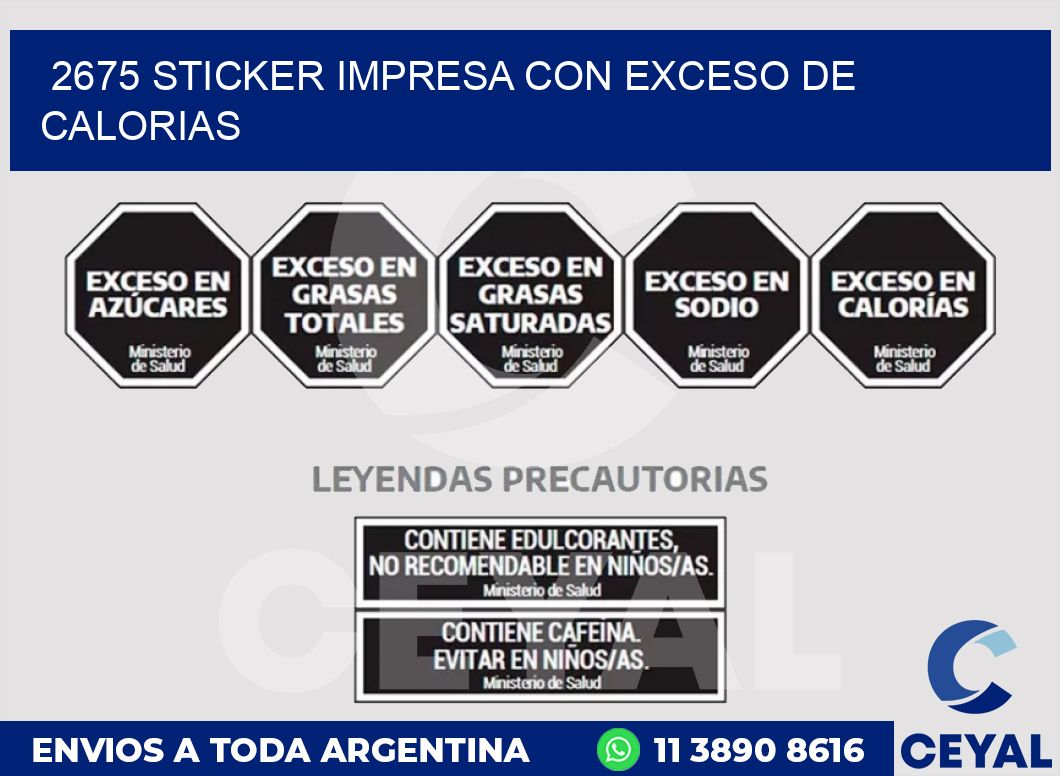 2675 STICKER IMPRESA CON EXCESO DE CALORIAS