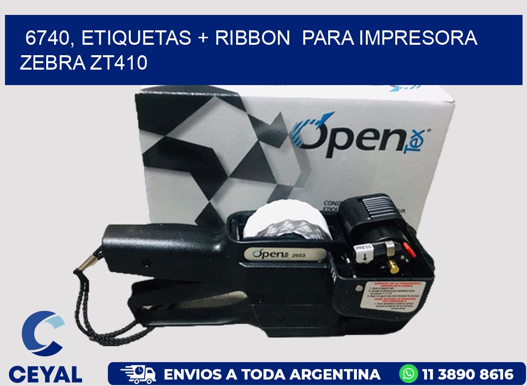 6740, etiquetas + ribbon  para impresora zebra ZT410