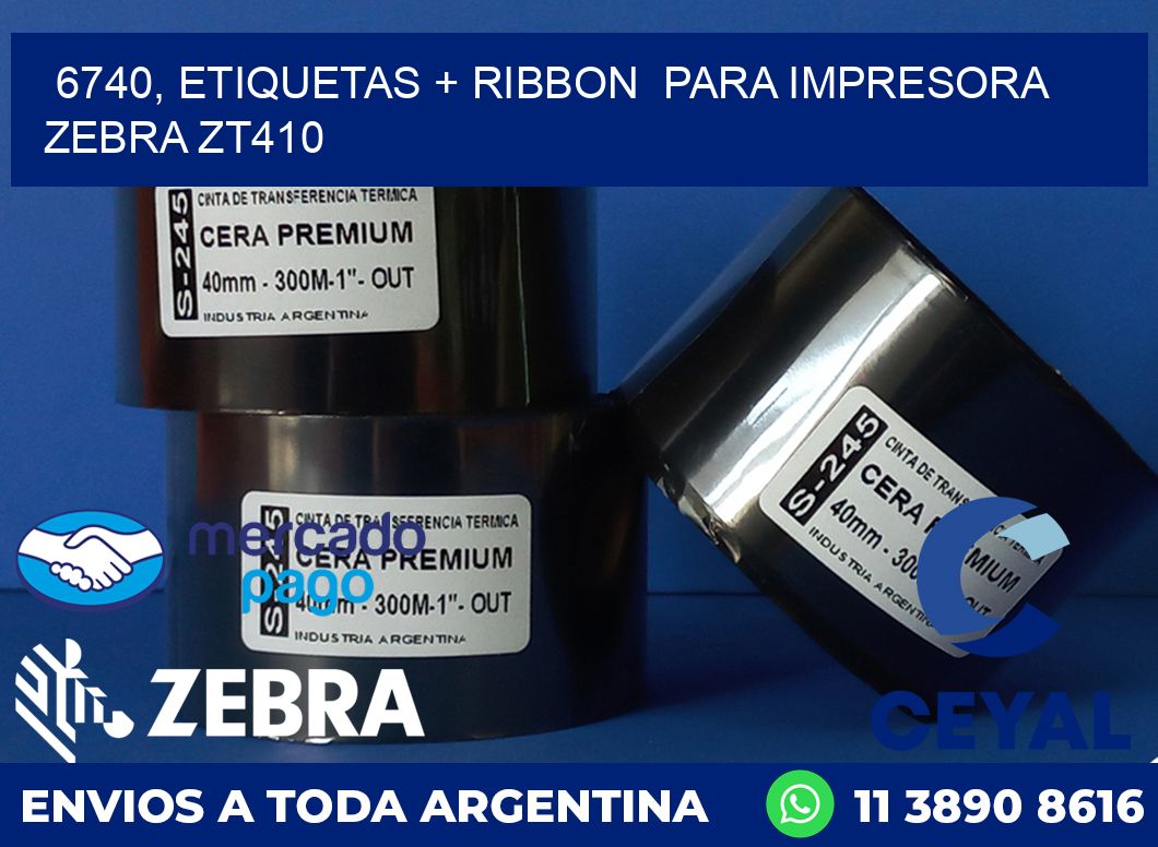 6740, etiquetas + ribbon  para impresora zebra ZT410