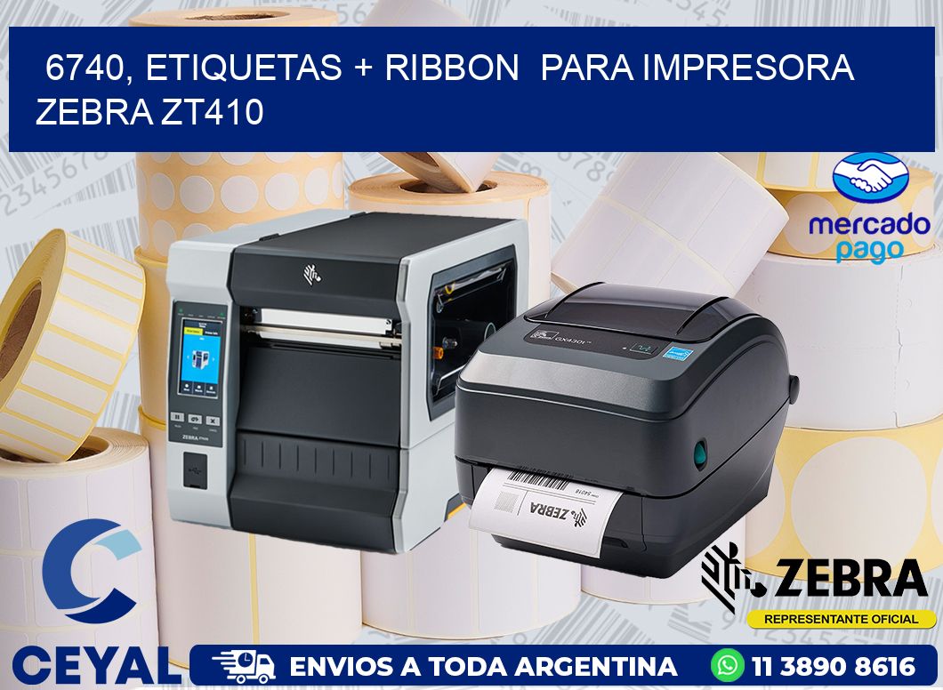 6740, etiquetas + ribbon  para impresora zebra ZT410