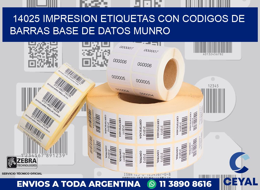 14025 IMPRESION ETIQUETAS CON CODIGOS DE BARRAS BASE DE DATOS MUNRO