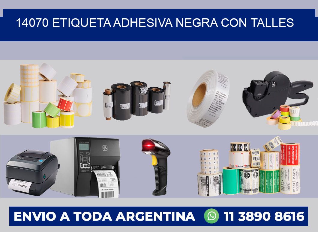 14070 ETIQUETA ADHESIVA NEGRA CON TALLES