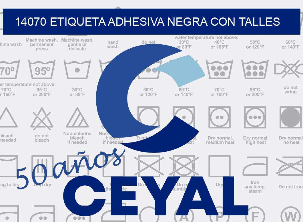 14070 ETIQUETA ADHESIVA NEGRA CON TALLES