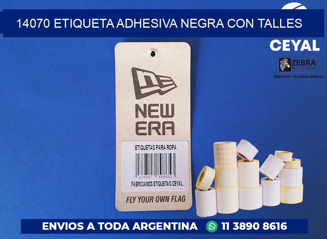 14070 ETIQUETA ADHESIVA NEGRA CON TALLES