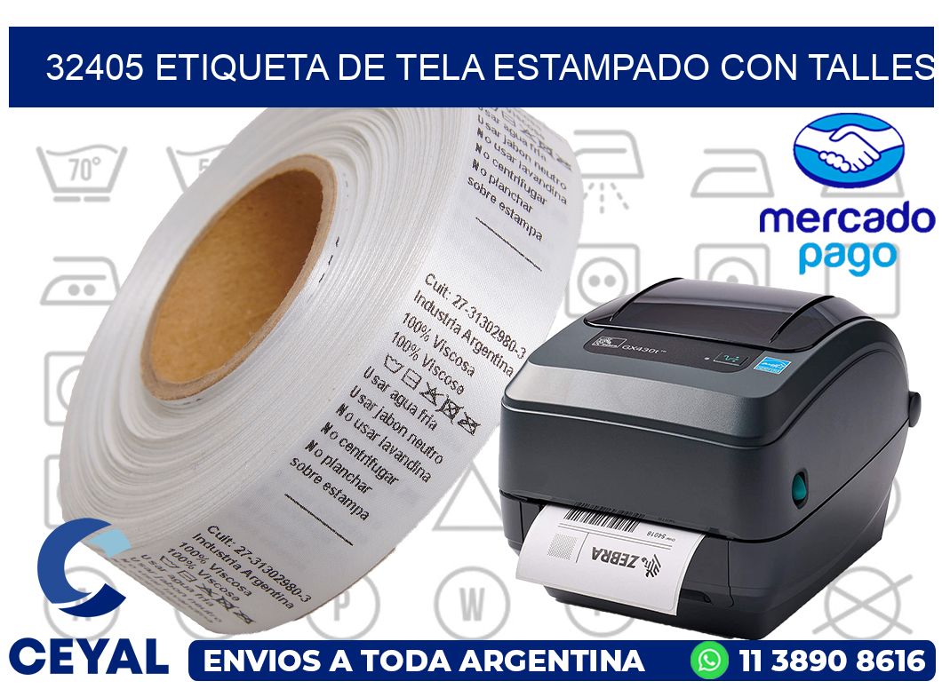 32405 ETIQUETA DE TELA ESTAMPADO CON TALLES