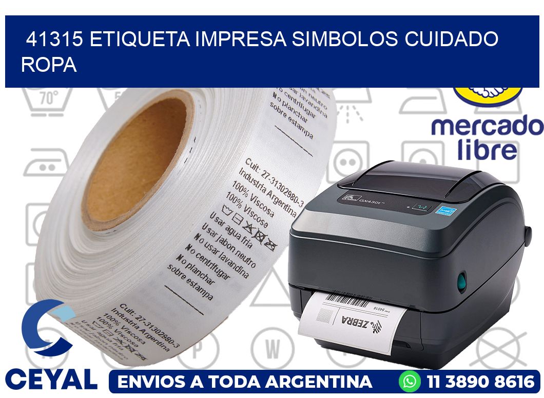 41315 ETIQUETA IMPRESA SIMBOLOS CUIDADO ROPA