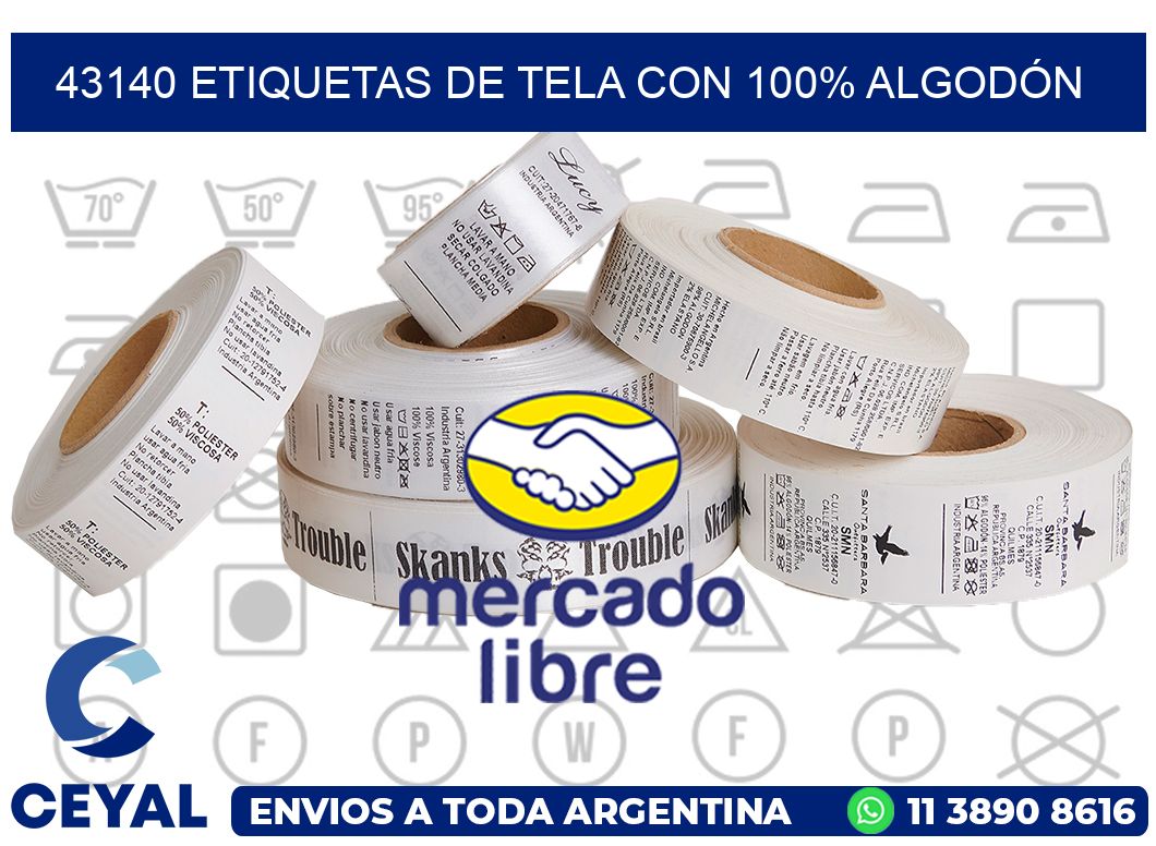 43140 ETIQUETAS DE TELA CON 100% ALGODÓN