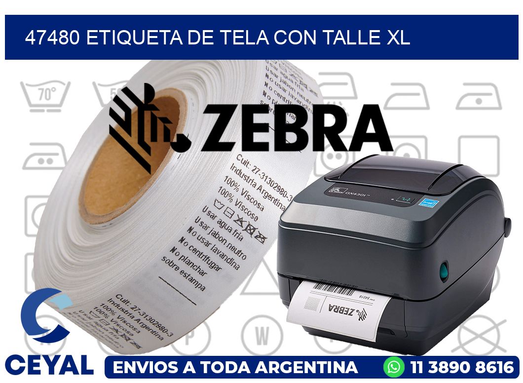 47480 ETIQUETA DE TELA CON TALLE XL