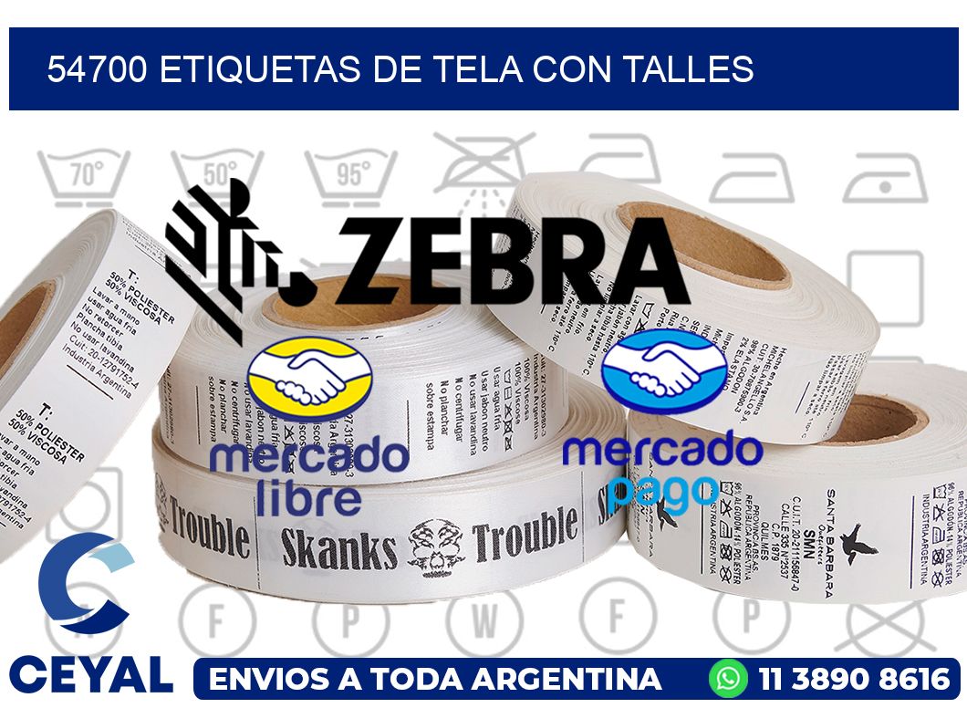 54700 ETIQUETAS DE TELA CON TALLES