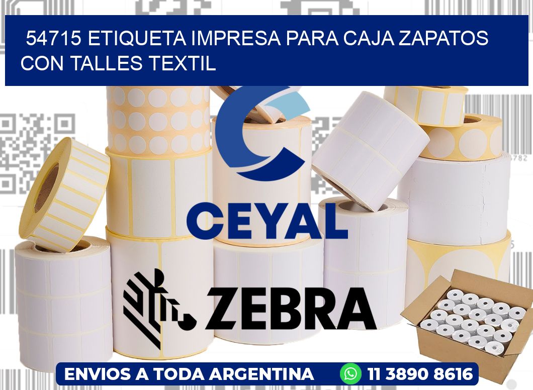 54715 ETIQUETA IMPRESA PARA CAJA ZAPATOS CON TALLES TEXTIL