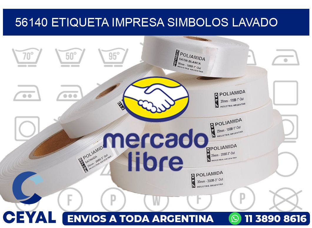 56140 ETIQUETA IMPRESA SIMBOLOS LAVADO