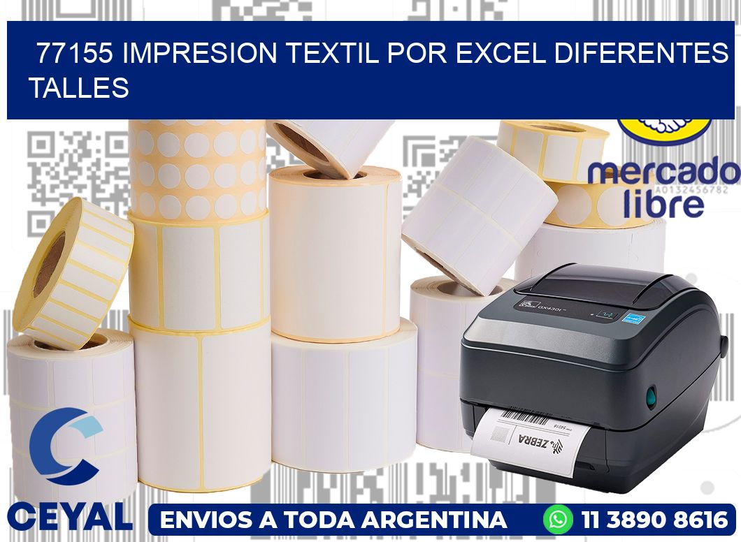 77155 IMPRESION TEXTIL POR EXCEL DIFERENTES TALLES