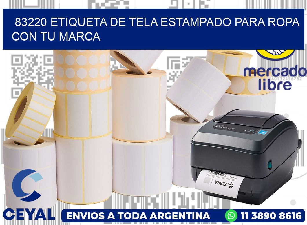 83220 ETIQUETA DE TELA ESTAMPADO PARA ROPA CON TU MARCA