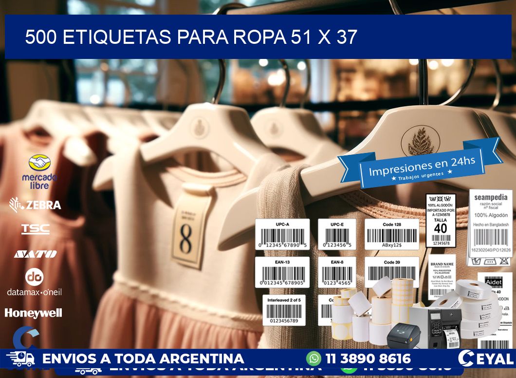 500 ETIQUETAS PARA ROPA 51 x 37