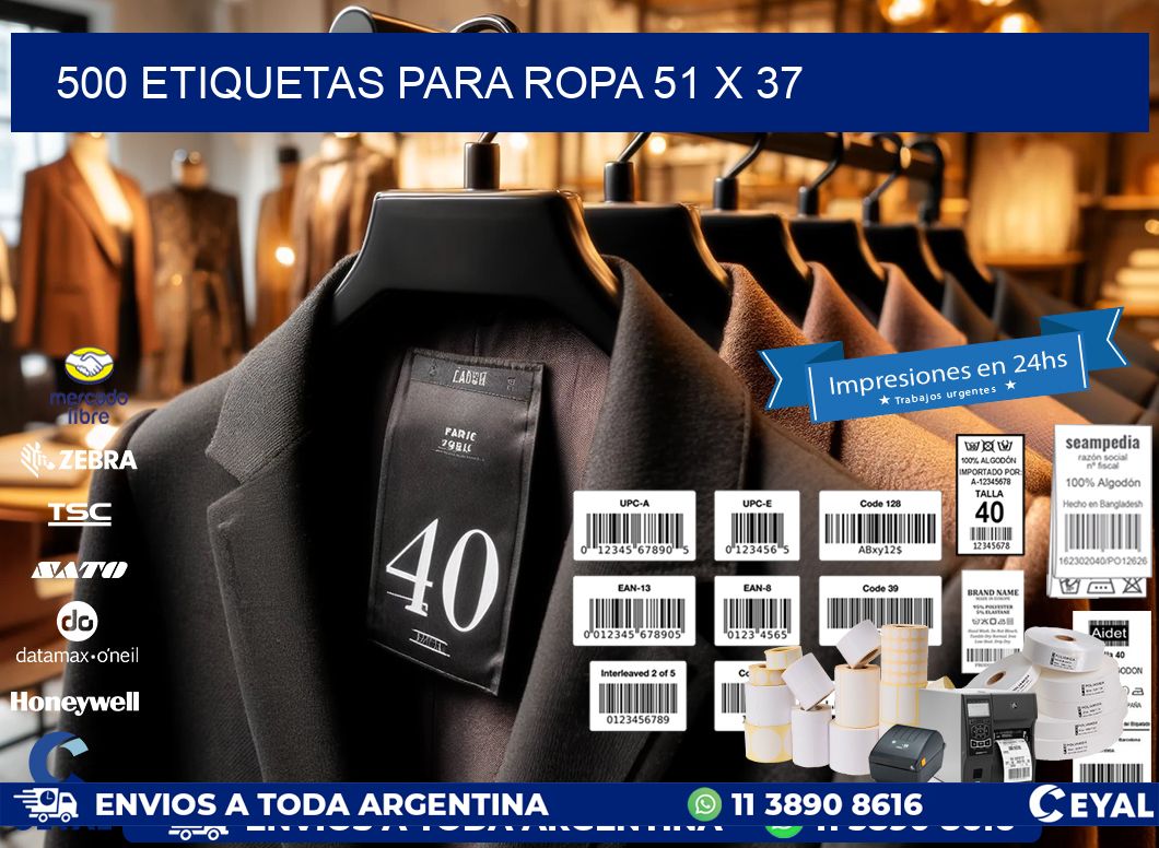 500 ETIQUETAS PARA ROPA 51 x 37