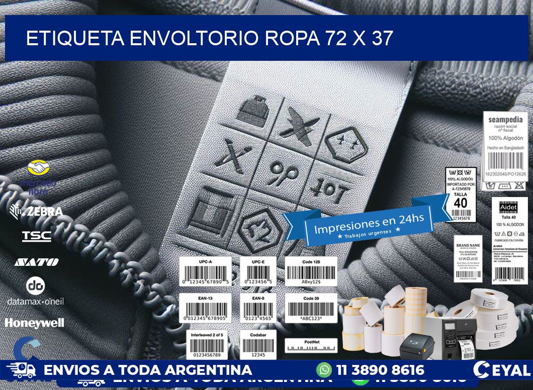 ETIQUETA ENVOLTORIO ROPA 72 x 37