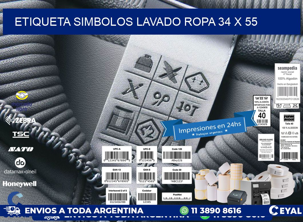 ETIQUETA SIMBOLOS LAVADO ROPA 34 x 55