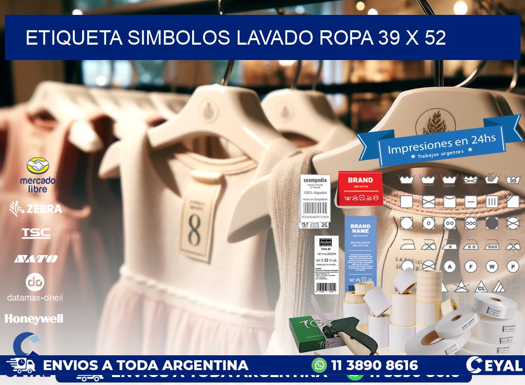 ETIQUETA SIMBOLOS LAVADO ROPA 39 x 52