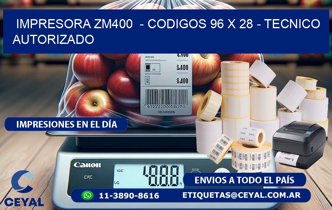 IMPRESORA ZM400  - CODIGOS 96 x 28 - TECNICO AUTORIZADO