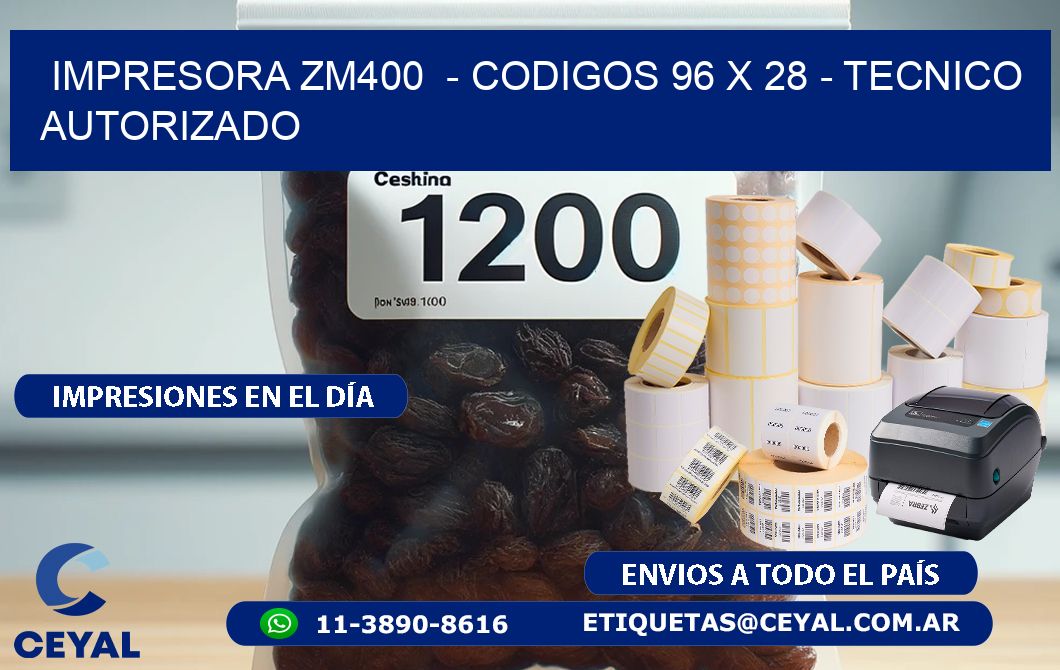 IMPRESORA ZM400  - CODIGOS 96 x 28 - TECNICO AUTORIZADO