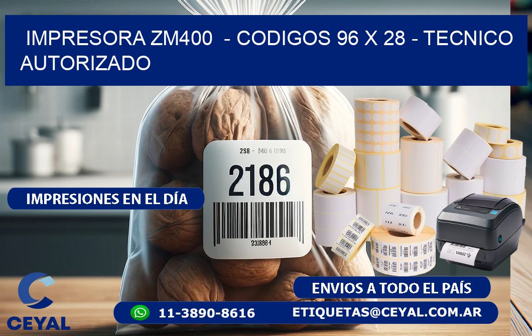 IMPRESORA ZM400  - CODIGOS 96 x 28 - TECNICO AUTORIZADO