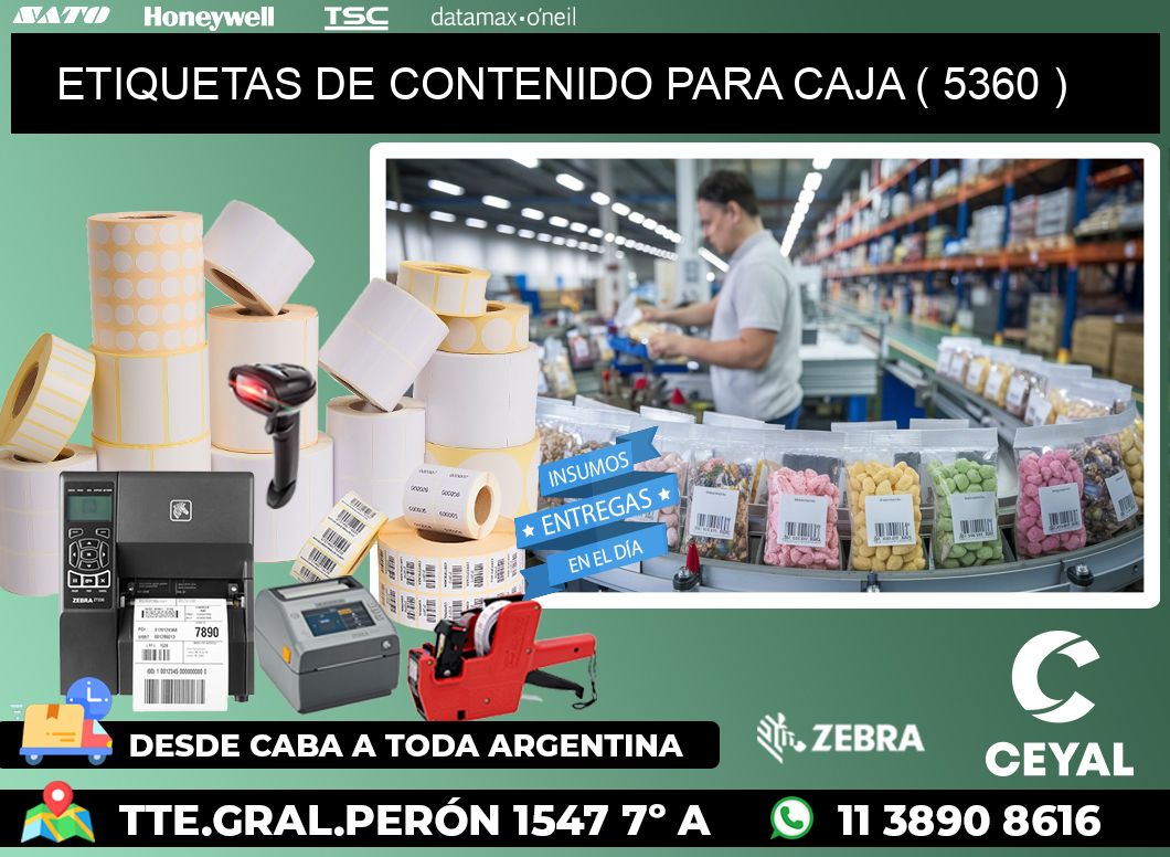 ETIQUETAS DE CONTENIDO PARA CAJA ( 5360 )