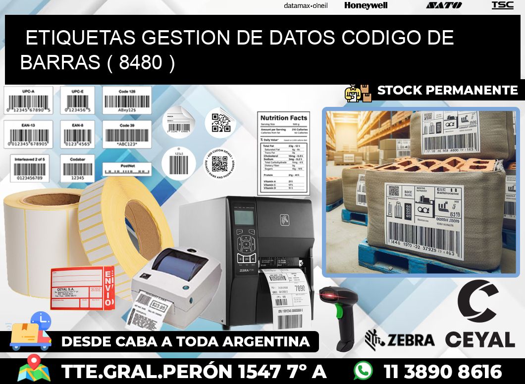 ETIQUETAS GESTION DE DATOS CODIGO DE BARRAS ( 8480 )