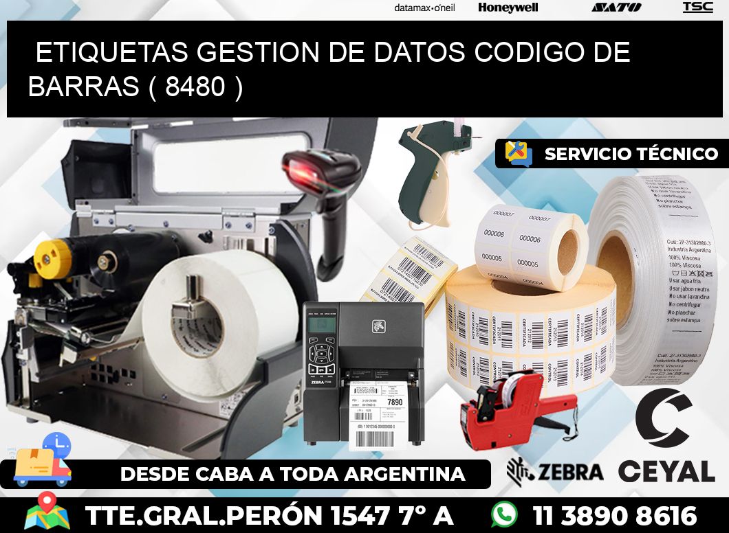 ETIQUETAS GESTION DE DATOS CODIGO DE BARRAS ( 8480 )