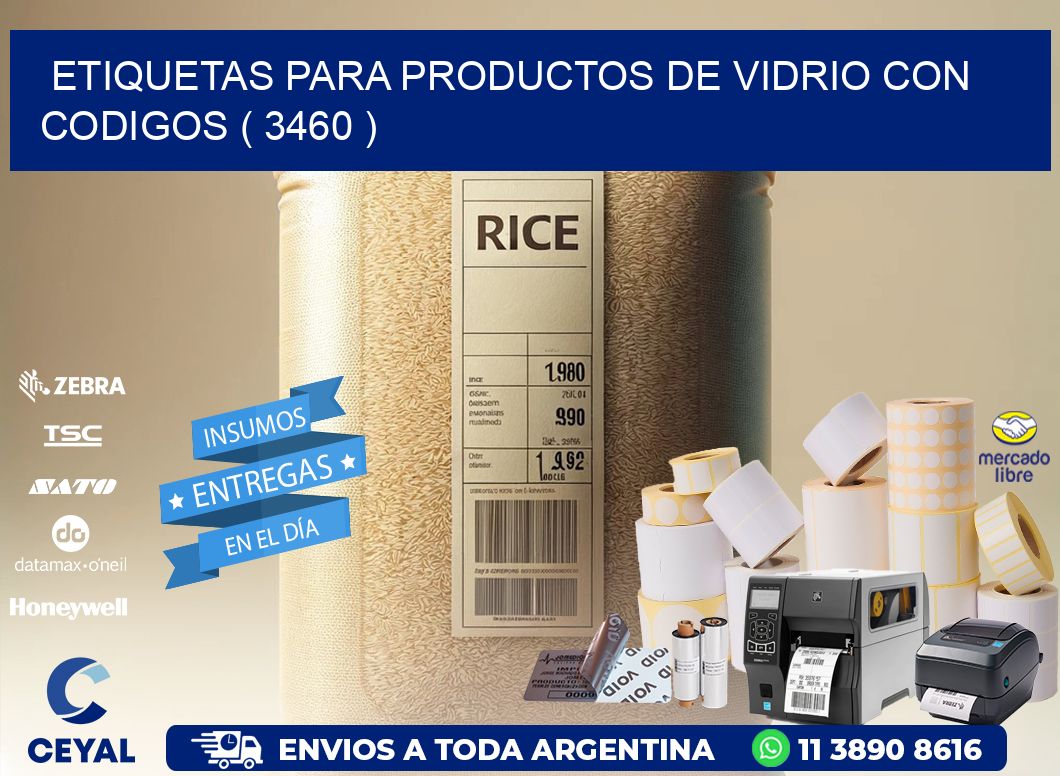 ETIQUETAS PARA PRODUCTOS DE VIDRIO CON CODIGOS ( 3460 )