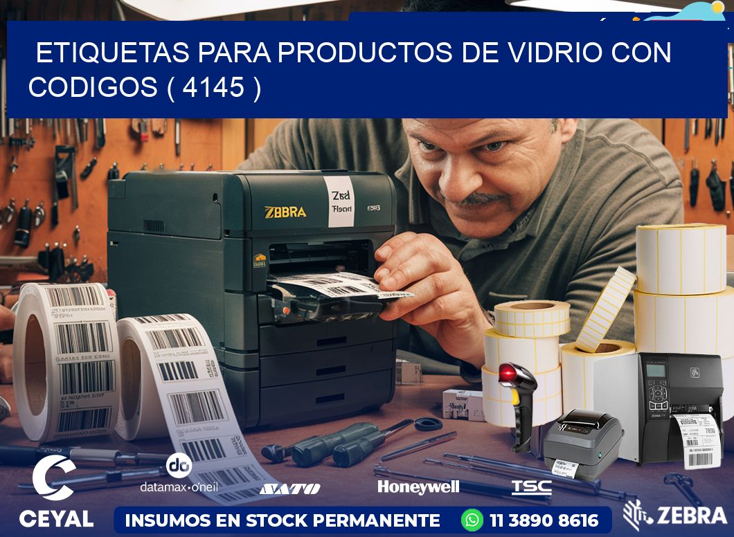 ETIQUETAS PARA PRODUCTOS DE VIDRIO CON CODIGOS ( 4145 )