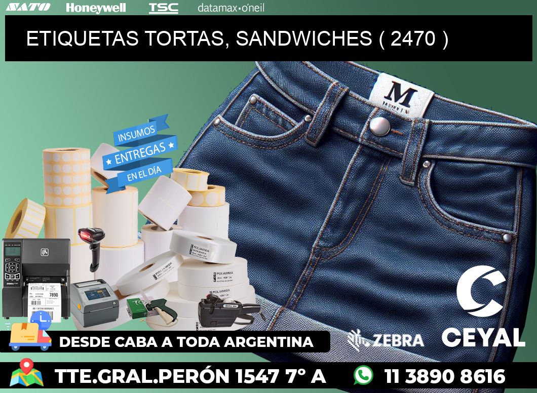 ETIQUETAS TORTAS, SANDWICHES ( 2470 )