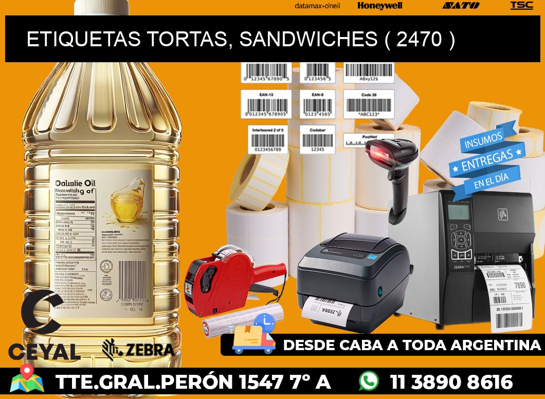 ETIQUETAS TORTAS, SANDWICHES ( 2470 )