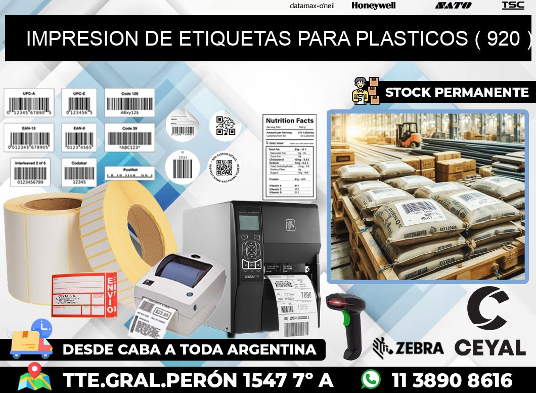 IMPRESION DE ETIQUETAS PARA PLASTICOS ( 920 )