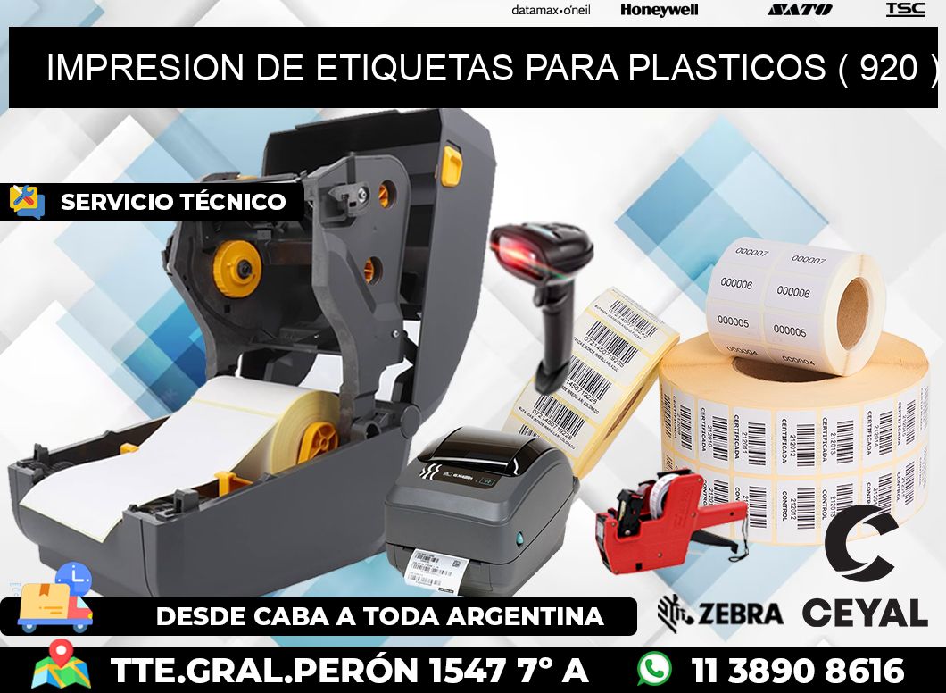 IMPRESION DE ETIQUETAS PARA PLASTICOS ( 920 )