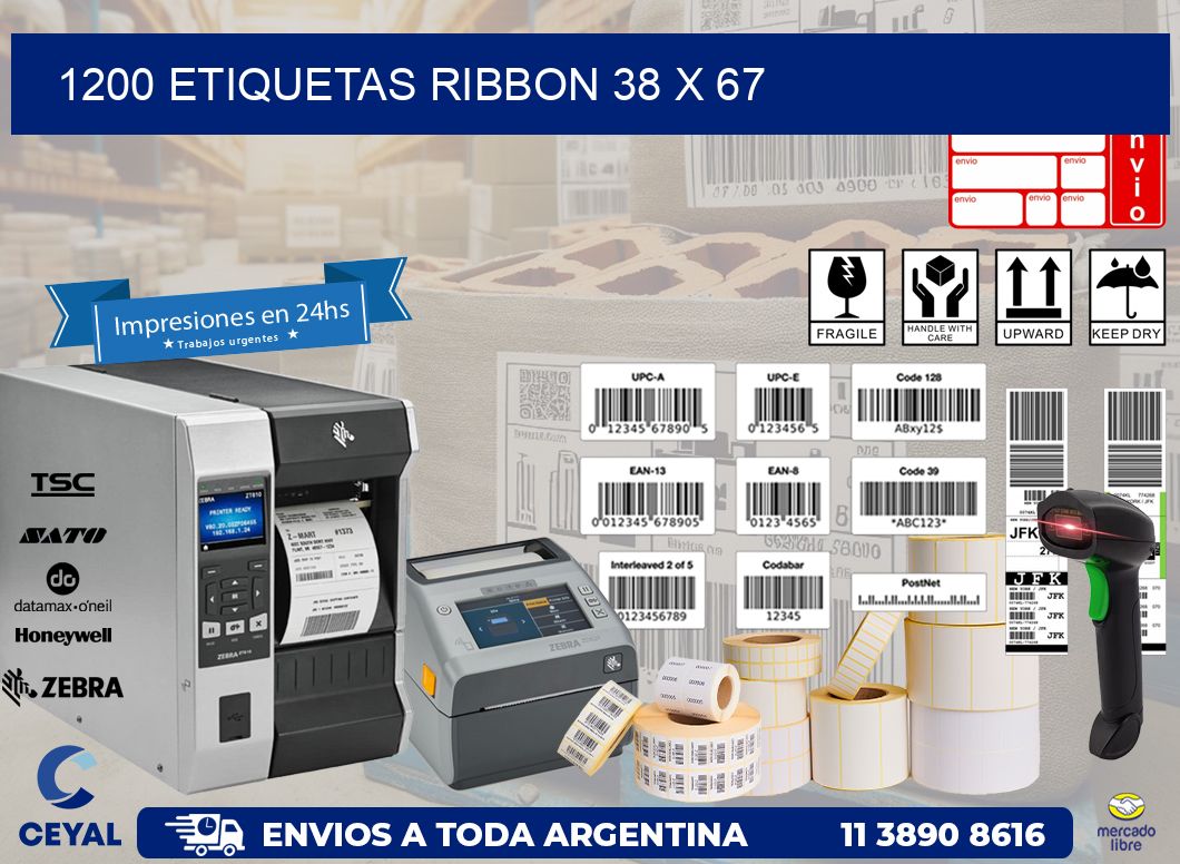 1200 ETIQUETAS RIBBON 38 x 67