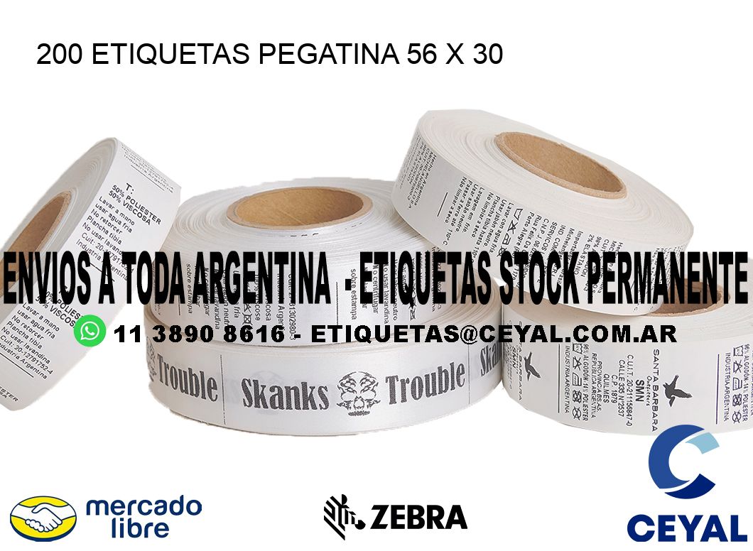 200 ETIQUETAS PEGATINA 56 x 30